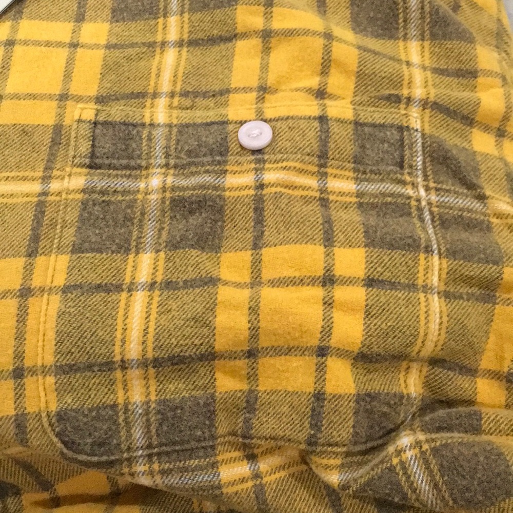 THE NORMAL BRAND CLASSIC GINGHAM BUTTON UP GOLD PLAID FLANNEL SHIRT AUTU… - Picture 9 of 12